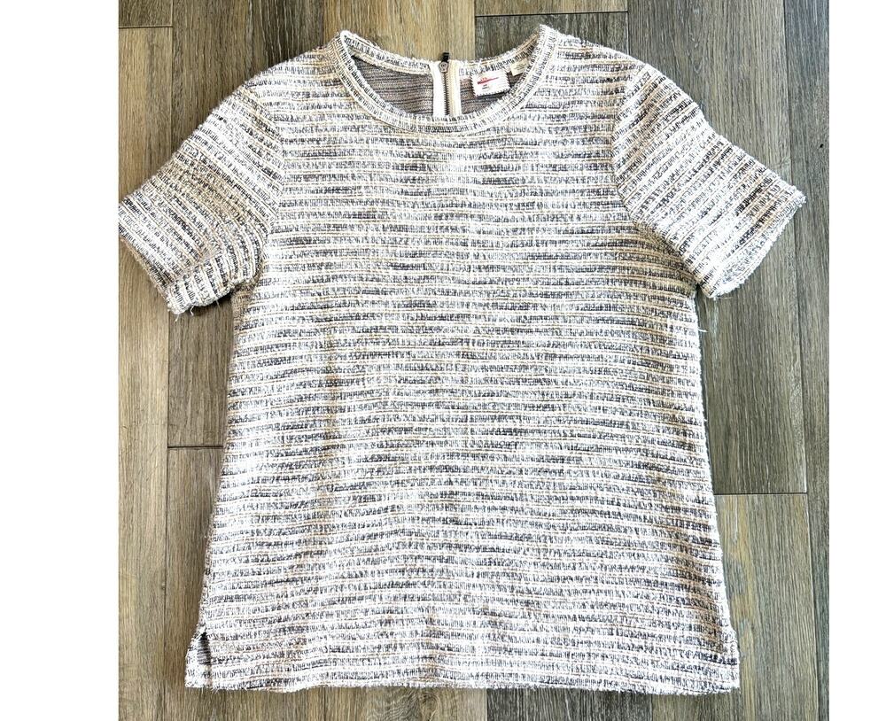 Postmark Anthropologie Boucle Knit Top Metallic Short Sleeve Small